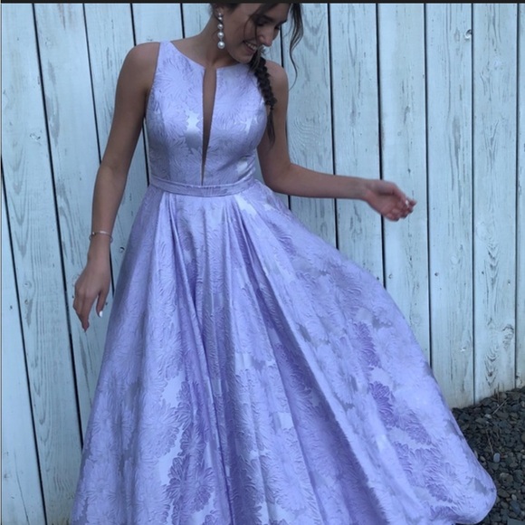 blue and purple dress illusion Short Sleeveless Bow A-Line Dress By Poly USA 7006 M / Mauve Mist main image 0